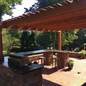Winston-Salem, NC New Raised Patio, Outdoor Kitchen w/Pergola and Party Bar Area