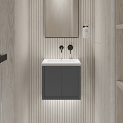 Volini Mini Cloakroom Vanity Unit with Stone Basin (Matte Anthracite 400mm) - Bathroom Vanity Units & Sink Cabinets