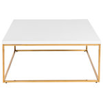 Euro Style - Teresa Square Coffee Table, White and Brushed Gold Stainless Steel - There's plain and there's perfect. This collection of Teresa table designs are not only perfectly designed for strength and timeless style, they work beautifully together. Go for the group!
