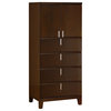 Modus Legend Wood Four-Drawer Two Door Lingerie Chest in Chocolate Brown