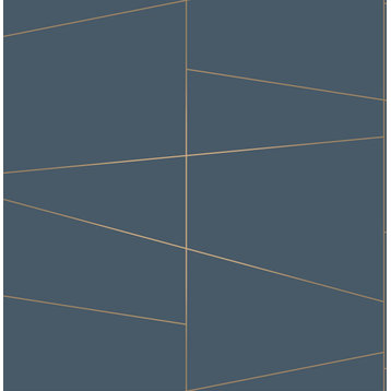 UW24789 Fairmont Deco Fracture Wallpaper in Blue Colors with Gold Ink Details