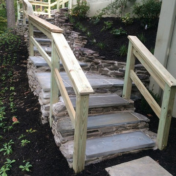 Stone Retaining Wall and Stairs