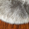 Super Soft Faux Sheepskin Silky Shag Rug, Gray, 24" Round