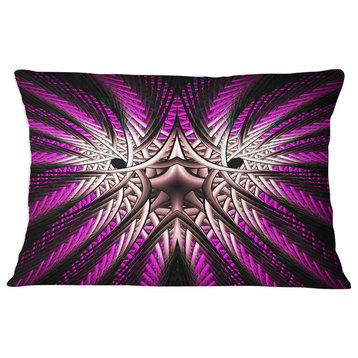 Glowing Purple White Fractal Flower Abstract Throw Pillow, 12"x20"