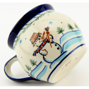 Polish Pottery Potbelly Coffee Mug, Pattern Number: DU69