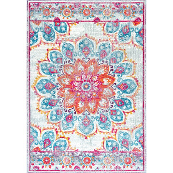 Withered Bloom In Bouquet Area Rug, Pink, 5'x7'5"