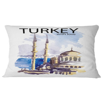 Turkey Vector Illustration Cityscape Throw Pillow, 12"x20"