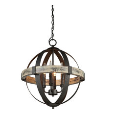 Castello Chandelier - Distressed Wood, Black, 4