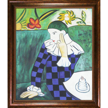 La Pastiche Harlequin Leaning on his Elbow with Verona Cafe Frame, 24" x 28"