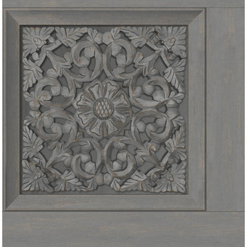 Albie Dark Grey Carved Panel Wallpaper Bolt