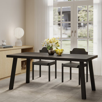 Daria Natural Stained Acacia Wood Dining Table, Black