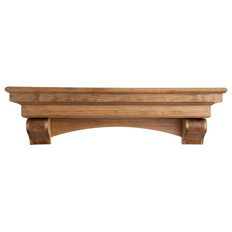 French Corbel Mantel, Aged Oak, 72"