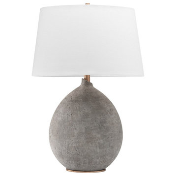 Denali 1 Light Table Lamp, Gray Finish, White Belgian Shade