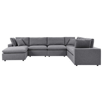 Modular Lounge Sectional Deep Sofa Set, Sunbrella, Gray, Modern, Outdoor