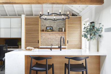 Inspiration for a cottage kitchen remodel in Toronto with an island