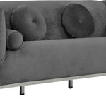 Meridian Furniture - Opal Velvet Upholstered Sofa, Gray - Catch the eyes of all who step foot in your home with this bold Opal Gray velvet sofa. Its chrome stainless steel patterned design creates a contemporary flair against its plush, Gray velvet upholstery, creating a home accent piece that is both comfy and stylish. Its roomy design offers ample room to kick back and relax after a long day, while its stocky shape adds a daring touch to your decor.