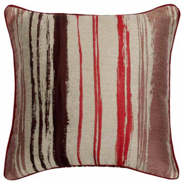 Decorative 16"x16" Abstract Red Jacquard Silk Pillow Cover, Cherry Martini