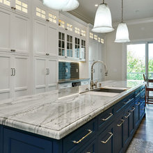Kitchen blue/white and doorway frame