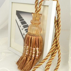 5 Colors QYM38 Polyester and Acrylic Curtain Tassel Tie Backs in Brown Color - Window Treatment Accessories