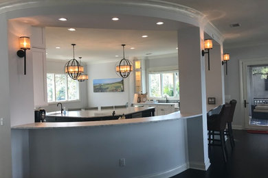 Example of a transitional home design design in Charleston