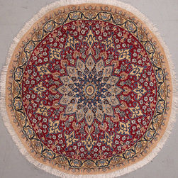 Round Persian Nain rug 3'7 diameter - Area Rugs