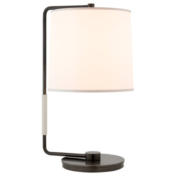 Swing Table Lamp in Bronze with Silk Shade