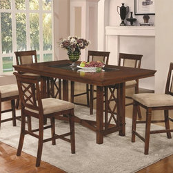 Coaster Pembrook 7-Piece Walnut Counter Height Table and Stool Set - Dining Sets