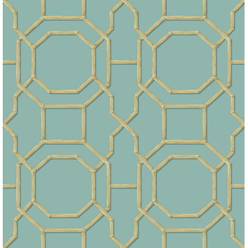 Rumi Turquoise Trellis Wallpaper, Sample