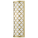 Livex Lighting - Arabesque 1 Light Soft Gold ADA Single Sconce - Our Arabesque single light wall sconce will add refined style and a hint of mystery to your decor. The off-white fabric hardback shade creates a warm illumination, while the light brings to life the intricate soft gold cutout pattern.