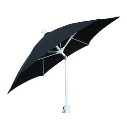 FiberBuilt Umbrellas LLC - 7.5 Ft Hexagon Black Patio Umbrella With White Aluminum Frame - Outdoor Umbrellas