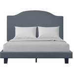 Camden Isle - Madison Platform Bed, Gray, King - Madison Platform Bed, Gray Madison Platform Bed, Gray by Camden Isle Available in a queen or king, the Madison's sleek, contemporary design will compliment any bedroom. Our 12 slat system can accommodate  a mattress alone and/or box spring to create the comfort you desire, while the gray fabric (adorned with nail head trim), provides the sophistication you demand. Welcome the Madison into your home today. Coordinates with our upholstered nightstand.  Bed