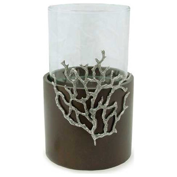 NOVICA Coral Light And Wood And Pewter Candleholder  (Large)