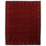 Get My Rugs LLC - Hand Knotted Loom Wool Area Rug Contemporary Red, [Rectangle] 6'x9' - Indulge in the refined allure of this handcrafted masterpiece - a solid textured Red shaded hand-knotted wool rug. Each meticulously woven strand embodies a symphony of elegance and simplicity, promising to harmonize effortlessly with your home setup. Its soothing Red hue evokes a sense of tranquility, while the intricate texture adds depth and character to any space. Elevate your interior aesthetic with this timeless accent piece, where grace meets versatility, and style meets comfort in perfect harmony. Every inch of this masterpiece exudes opulence, boasting a dense weave of premium-quality wool that ensures unrivaled durability. Designed to withstand the rigors of high-traffic areas, its thick and plush texture not only enhances comfort but also promises long-lasting performance. Elevate your living space with this superior product, where beauty meets resilience, making it a perfect choice for those seeking both style and functionality.