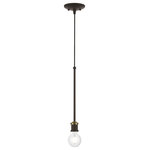 Livex Lighting - Lansdale 1 Light Bronze With Antique Brass Accents Single Pendant - Simplicity and attention to detail are the key elements of the Lansdale collection.  The dimensional form, exposed bulbs and combination of finishes adds a playful mood to a contemporary or urban interior. This single light pendant design gives a new face to any interior.  It is shown in a bronze finish with an antique brass finish accent.