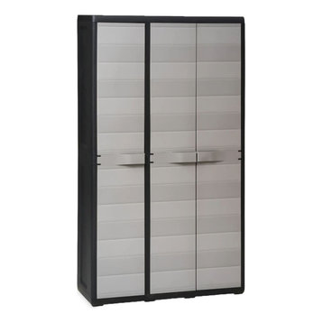 vidaXL Garden Storage Cabinet with 4 Shelves Black and Gray 38.2"x15"x67.3"