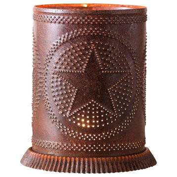 Candle Warmer With Regular Star, Rustic Tin