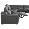 Marco-8-Piece, 3-Power Reclining Italian Leather Sectional, Dark Gray