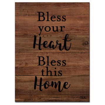 Ready2HangArt Farmhouse 'Bless this Home' Wrapped Canvas Wall Art, 12"x16"