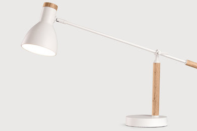 Cohen Table Lamp, White and Natural Oak