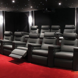 Inspiration for a contemporary home theater remodel in Lyon