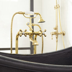 FREESTANDING TELEPHONE TUB FAUCET, SUPPLIES & VALVES - CROSS HANDLES - Bathtub Faucets