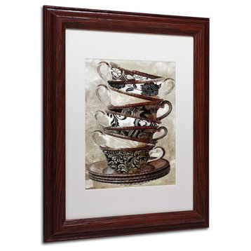 Color Bakery 'Afternoon Tea I' Art, Wood Frame, White Matte, 11"x14"