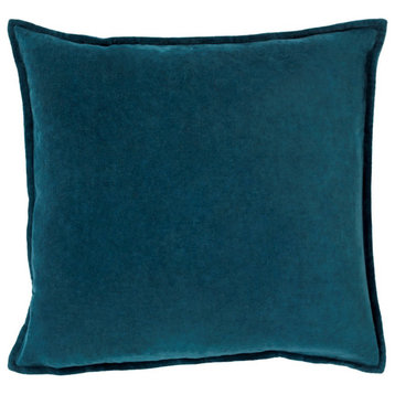 Cotton Velvet by Surya Pillow Cover, Teal, 20' x 20'