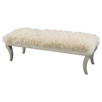 Hollywood Swank Bed Bench With Faux Sheepskin, K/D Platinum