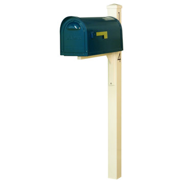 Mid Modern Dylan Curbside Mailbox and Post, Blue