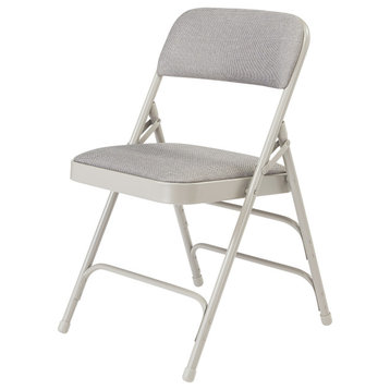 NPS 2300 Fabric Triple Brace Double Hinge Folding Chair, Grey, Set of 4