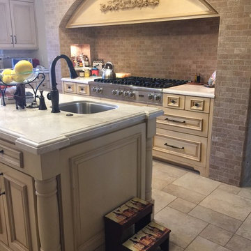 Traditional Kitchen with Brick