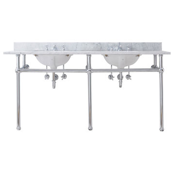 Embassy 72" Wide Double Wash Stand, P-Trap, Countertop With Basin