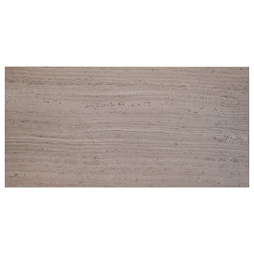 12"x24" White Oak Marble Field Tile, Micro Beveled, Polished, Set of 50