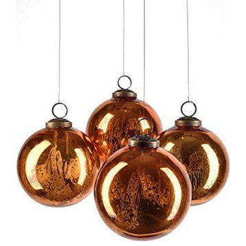 Set of 4 Antique Mercury Glass Balls, Available, 5 Color, Antique Copper